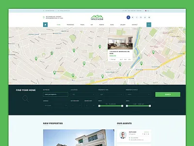 Space Home - Version 3 with Google Map advanced search agent business clean corporate flat homes listing modern real estate realtor realty