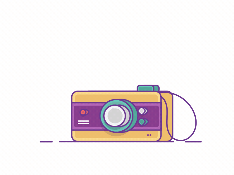Crazy Camera 2d ball camera coloful color flat gif illustration jump line motion graphic swing.