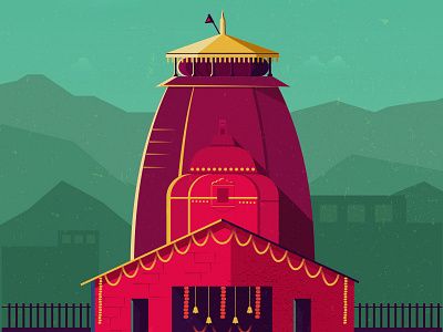 Gopinath Temple illustration gopinath illustration india mandir red temple uttarakhand