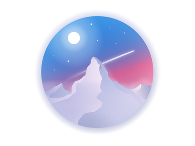 Europe - 7 continent challenge europe gradient illustration landscape matterhorn moon mountain sky stars