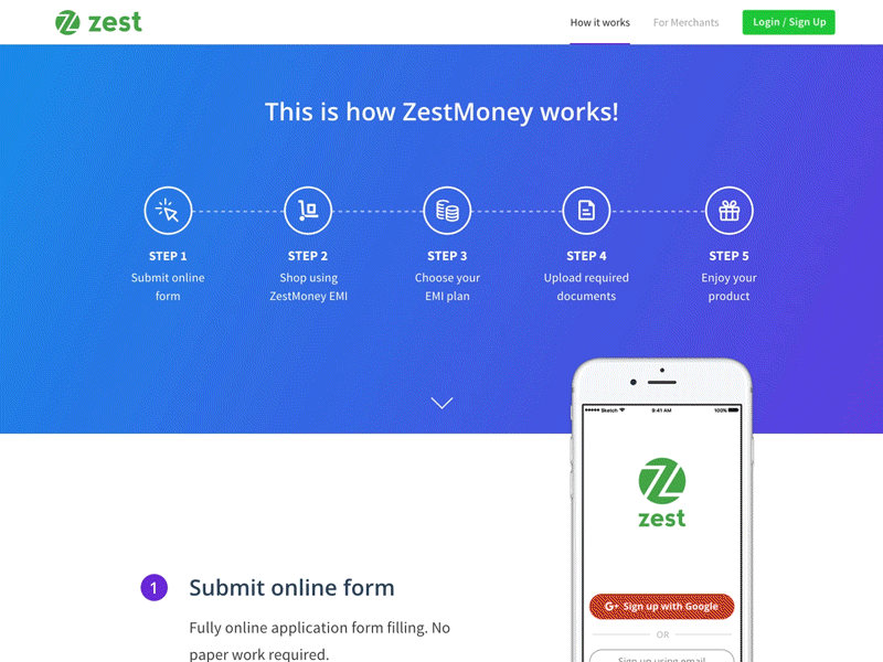 ZestMoney Animation - How it works animation gif illustrations interaction ui ux web web design zest