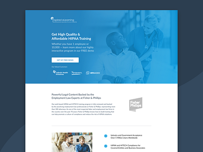 Inspired eLearning - HIPAA Landing Page employee health lander landing learning page site sketch