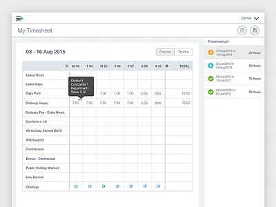 Employee Timesheet bootstrap employee employment flat hr payroll timesheet ui