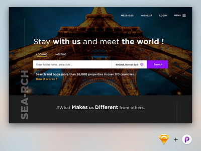 Book Hostel Website Preview principle sketch website