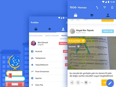 Education app app app design clean education learning material design product design question social network student teacher user interface