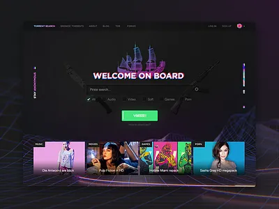 Piratebay redesign dark fireart fireart studio glitch interface piratebay redesign torrent ui ux webpunk