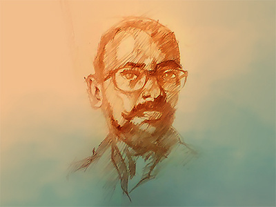 Self portrait - Oil on Canvas oil on canvas painting self portrait sketch suresh toopi