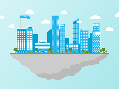 Azure Cloud azure cloud flat floating illustration island microsoft