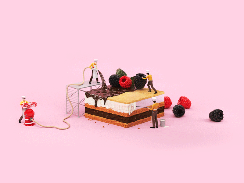Cake 3d berry cake chocolate cook corona miniature pink