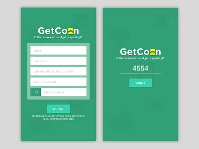 Registration and Verify Page ui ux