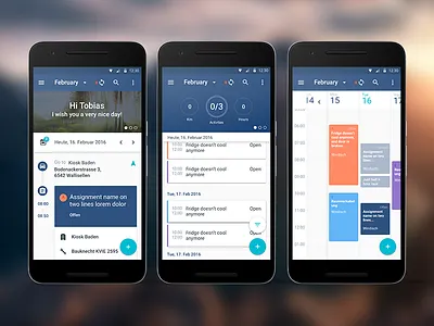 Homescreen & Different Views activity business calendar coresystems flat management material design task todo