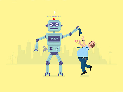 Robo Cop character city cologne cop donut man officer police robocop robot skyline windmill