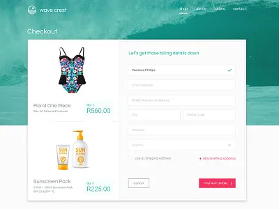 Checkout Form UI Design billing buy cape town checkout forms payment retail summer ui