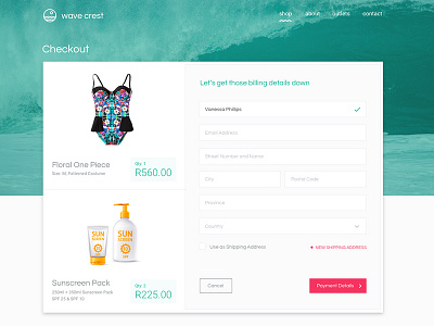 Checkout Form UI Design billing buy cape town checkout forms payment retail summer ui