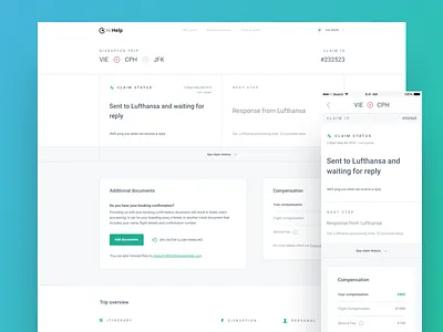 AirHelp - claim detail breakdown claim dashboard desktop detail flights minimalism product ui ux white