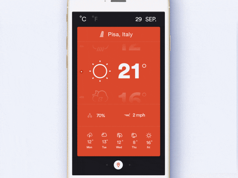 Location Picker - Weather App after effects app cards clean gif interaction ios menu navigation ui ux weather