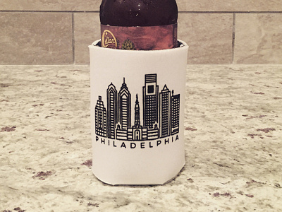 Philly Skyline Koozie illustration koozie philly philly skyline screenprint screenprinting skyline vector