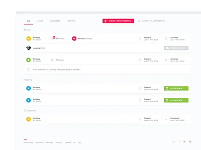 Platform Dashboard create dashboard interface message new platform search tabs ui ux