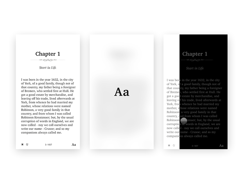 Reading Interaction. Framerjs animation app book clean ebook framer gif interaction minimal reading slider ux ui