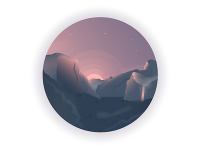 North America - 7 continent challenge america gradient illustration landscape light mountain sky stars yellowstone