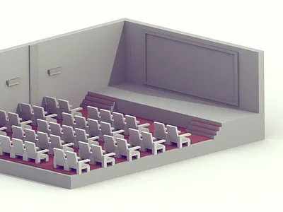 Theater | Day Version 3d blender building cinema interior isometric low low poly model movie poly theater
