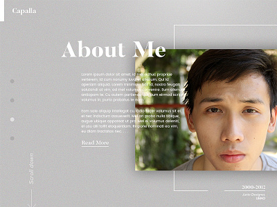 About page about edwin carl capalla gray grid layout portfolio site website white