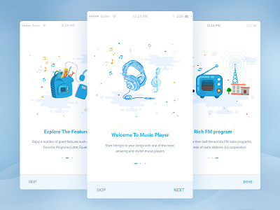 Music app || Onboarding Screen app audio futuristic iphone listener mixer music radio recorder songs sound ui