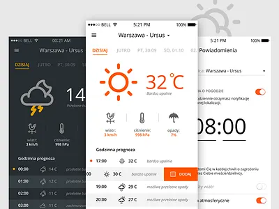 Weather app app apple interface ios mobile sunny ui ux warsaw weather
