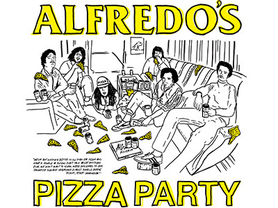 Pizza Party black flag illustration pizza party