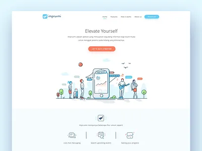 Impruvmi Landing page app clean icon illustration landing line page simple startup ui web website
