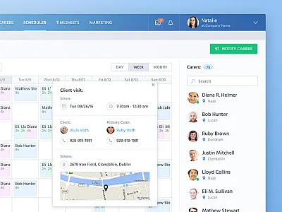 Schedule app button calendar map modal schedule ui ux visit web