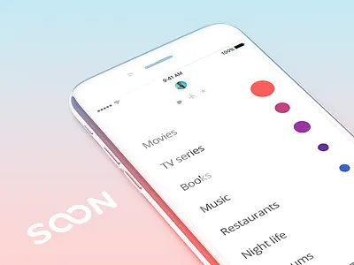 Soon - Redesign Exploration album app avatar device list mobile movie profile reminder soon submenu todo