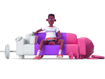Wireframe 3d boy c4d character cinema4d gym lazy popcorn rboy rocketboy sport
