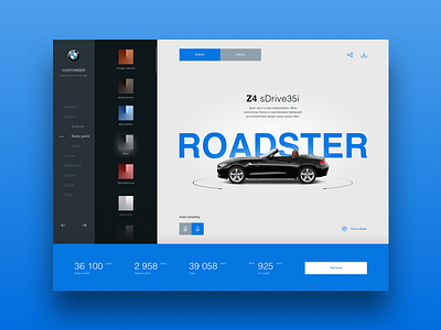 DailyUI 33: Customize Product (BMW customizer redesign) bmw car concept custom customizer dailyui redesign service ui