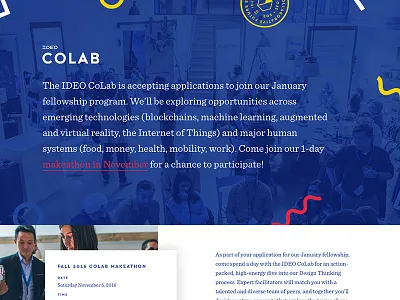 IDEO Colab Makeathon Site card colab design event ideo makeathon one page sneaky badge web website