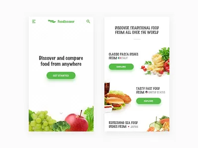 Foodiscover - Mobile Landing card ecommerce food groceries interface ui userinterface ux web webdesign