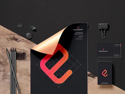 Endavant Logo design gradient hero iso logo mockup