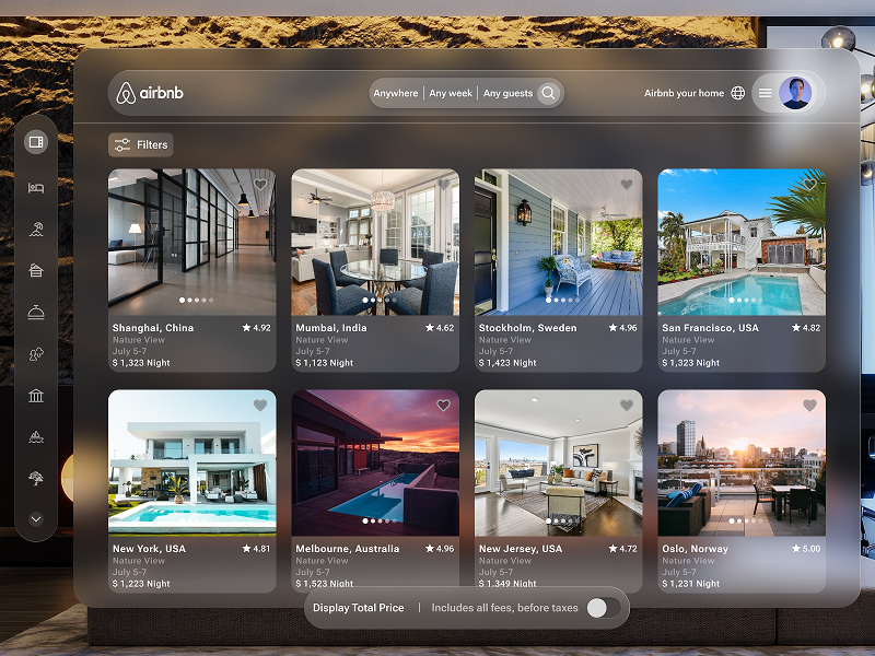 Airbnb Concept UI for Apple Vision Pro 3dui airbnbconcept airbnbui appledesign applevisionpro ardesig arui designinspiration digitalexperience dribbbleshots futuristicdesign immersiveexperience travelapp uiexploration uishowcase uiuxdesign uxdesigndaily uxtrends visionprodesign vrui