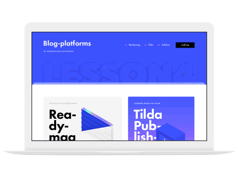 Blogplatforms blue clean hipster readymag tilda ui