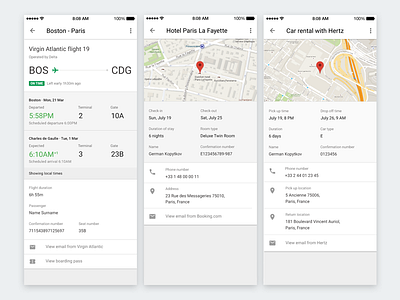 Flight, hotel, car rental car rental flight google google trips hotel illustration material design travel
