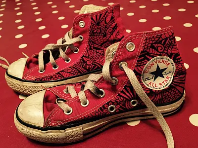 Converse All Stars all star black ink converse hand drawn handdrawn pattern work red