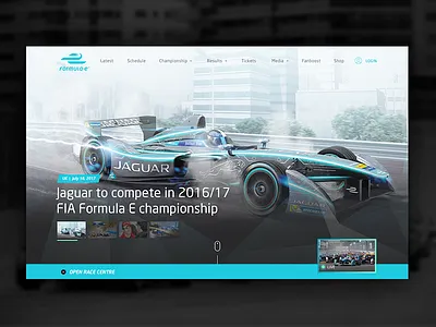 Formula E Redesign Website concept design formula e homepage landing page pitch racecar rebrand redesign responsive visual design website