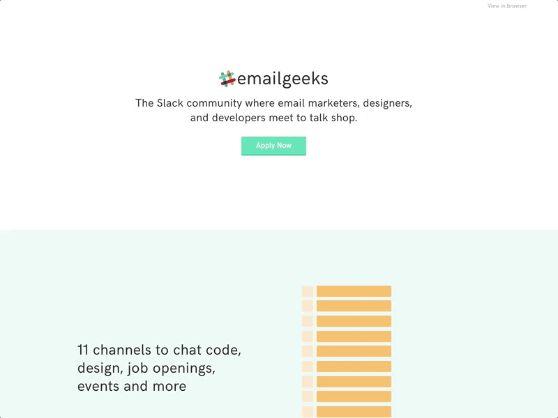 Email Geeks application form email form hk grotesk landing page signup form slack