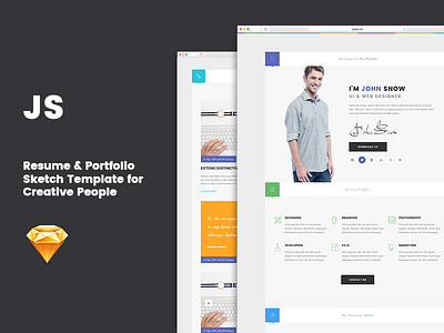 JS - Resume & Portfolio Sketch Template blog creative design minimal modern portfolio professional resume sketch template ui ux