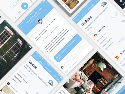 Chat / Rent / Property app chat clean hire ios jakarta mobile onboarding profile property rent tabs