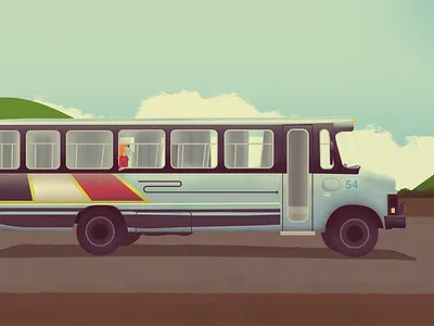 Paraguayan Bus Ride adventure automobile bus car illustration memories paraguay road trip south america travel vintage