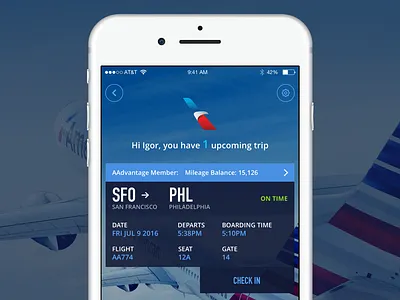 American Airlines airline app design flight interface ios iphone mobile product design ui ux