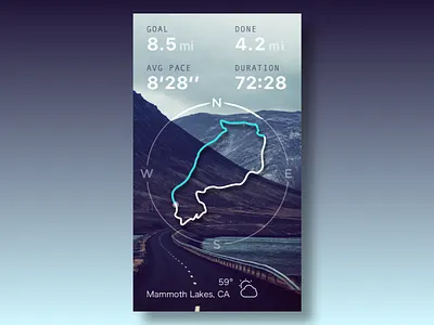 Dayli UI - Run Route daily ui free gradient ios iphone map route run sketch ui