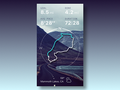 Dayli UI - Run Route daily ui free gradient ios iphone map route run sketch ui