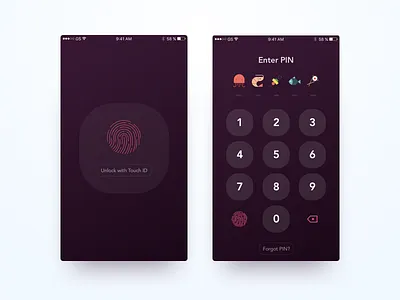 PIN / TOUCH ID enter finger icons id keypad numbers password pin print security touch unlock